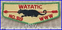 Vintage OA WATATIC LODGE 319 Order of the Arrow Twill Flap PATCH WWW Boy Scout