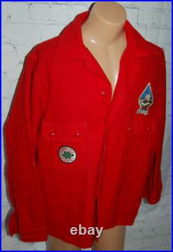 Vintage Official BSA Leaders Red Jacket Boy Scouts of America size 46 Wool Patch