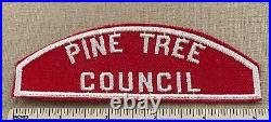 Vintage PINE TREE COUNCIL Boy Scout Red & White Strip PATCH BSA RWS CSP Scouting