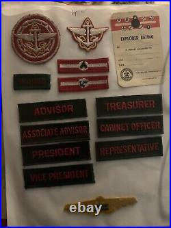 Vintage Rare BSA Boy Scouts Explorer Patches. Lot Of 13 & Rating Card. Positions