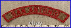 Vintage SAN ANTONIO Boy Scout Khaki & Red Community Strip PATCH BSA Texas Badge