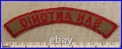 Vintage SAN ANTONIO Boy Scout Khaki & Red Community Strip PATCH BSA Texas Badge