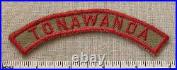 Vintage TONAWANDA Boy Scout Khaki & Red Community Strip PATCH BSA KRS Badge