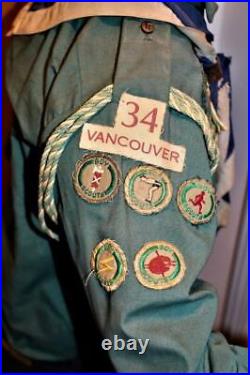 Vintage Vancouver BC Canada Boy Scouts Uniform Patches Books Water Canteen Vintage Vancouver BC Canada Boy Scouts Uniform Patches Books Water Canteen