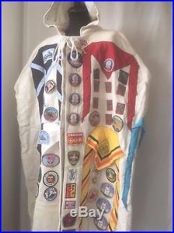 Vintage camping hooded blanket 100's of patches boys brigade scouts badges RARE