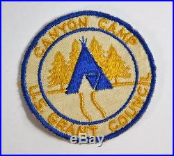 Vtg 1940's BOY SCOUT BSA OA CANYON CAMP US GRANT COUNCIL EMBROIDERED TWILL Patch