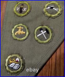 Vtg 1949 Boy Scout Merit Badge Sash / Eagle Scout Medal +Star 25 Patches BSA