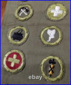 Vtg 1949 Boy Scout Merit Badge Sash / Eagle Scout Medal +Star 25 Patches BSA