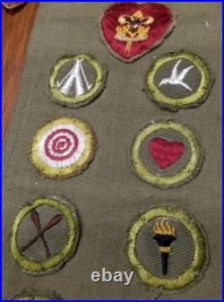 Vtg 1949 Boy Scout Merit Badge Sash / Eagle Scout Medal +Star 25 Patches BSA