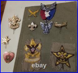 Vtg 1949 Boy Scout Merit Badge Sash / Eagle Scout Medal +Star 25 Patches BSA