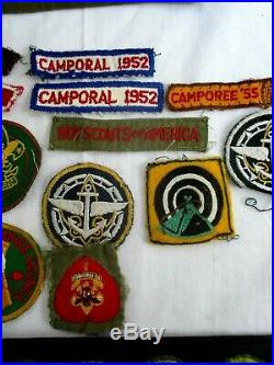 Vtg 1950. Boy Scout. Badges. Patches. Hat. Sash. Etc