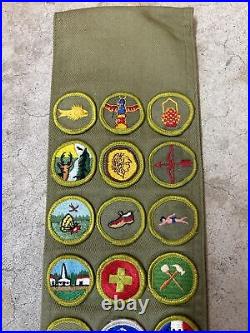 Vtg 1950s BOY SCOUTS OF AMERICA BSA Explorer Patch Sash Merit Badges 39 Total