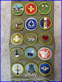 Vtg 1950s BOY SCOUTS OF AMERICA BSA Explorer Patch Sash Merit Badges 39 Total