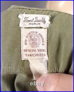 Vtg 40s 50s BSA Boy Scouts Sanforized Uniform Shirt St. Louis Patches Men's L