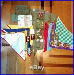 Vtg 50s/60s Lot Boy Scouts BSA Patches Metals Shirt Hat Sash Neckerchiefs NY NJ
