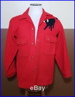Vtg 60s Boy Scouts Wool Shirt Jacket NRA Patch Mens 40 Red Philmont Black BulL