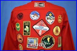 Vtg 70s BOY SCOUTS OF AMERICA UNIFORM RED JACKET PATCHES HIGH ADVENTURE YOUTH XL