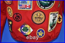 Vtg 70s BOY SCOUTS OF AMERICA UNIFORM RED JACKET PATCHES HIGH ADVENTURE YOUTH XL