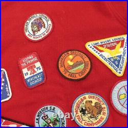 Vtg 70s BOY SCOUTS official shirt wool SIZE 18 lots of patches usa connecticut