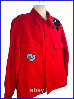 Vtg 70s patches Boy Scouts of America Red Wool Official Jacket Shirt SzXL