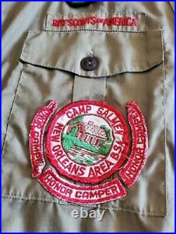 Vtg. BSA Boy Scout Uniform Shirt Hat Pants Patches sash new orleans 1960's