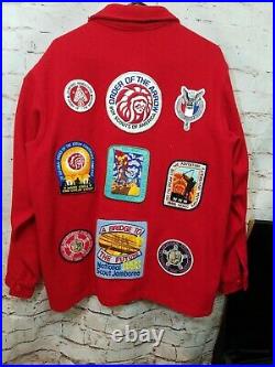 Vtg BSA Boy Scouts Mens Official Jacket Sz 42 Red Shirt Jacket Lots of Patches