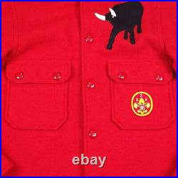 Vtg Boy Scout Wool Jacket 38 Long Red Philmont Ranch Patch Bull 50s 60s USA Made
