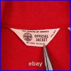 Vtg Boy Scout Wool Jacket 38 Long Red Philmont Ranch Patch Bull 50s 60s USA Made