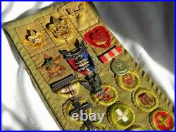 Vtg Boy Scouts of America SashEagle Scout12 Medals Pins65 Patches1945BSA