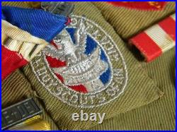 Vtg Boy Scouts of America SashEagle Scout12 Medals Pins65 Patches1945BSA