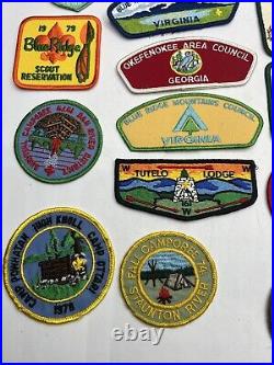 Vtg Huge lot Boy Scouts BSA Patches Arrow Sash Shirt Badge Slides OA Blue Ridge