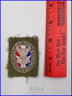 WW2 Era Boy Scout America Eagle Scout Rank Patch 1930s Type 2 Khaki Green Silk